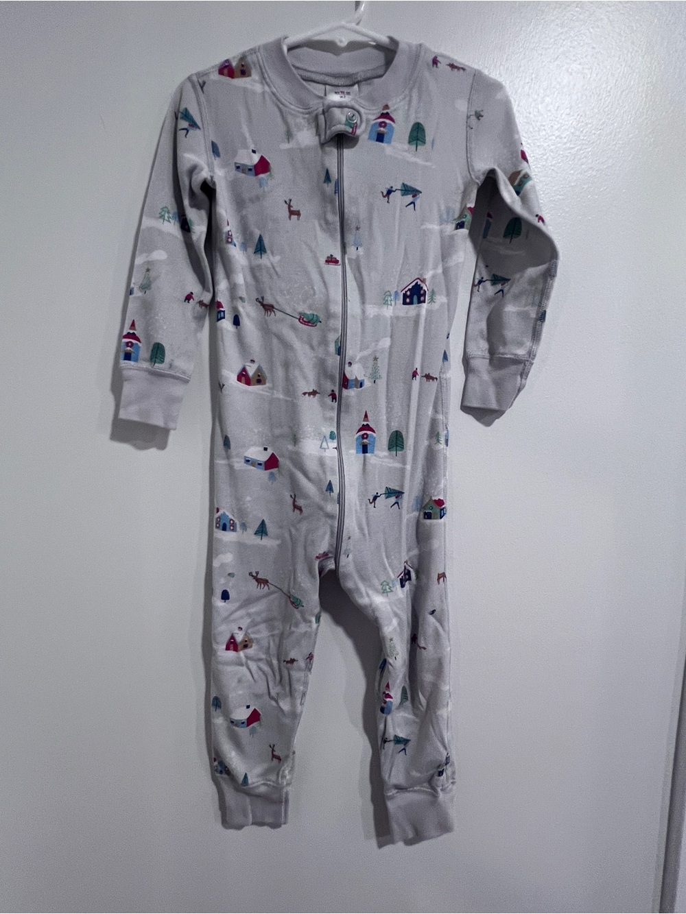 Hanna Andersson Winter Village Organic Cotton Zip Pajamas 3T